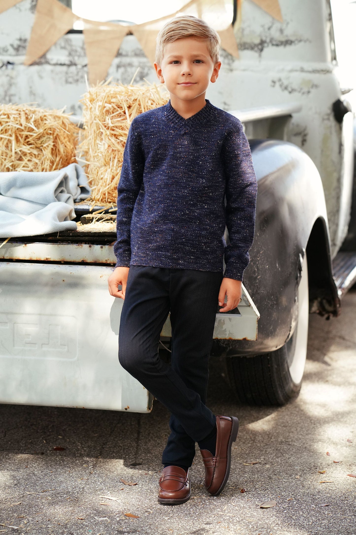 Marled Vneck Midnight Sweater