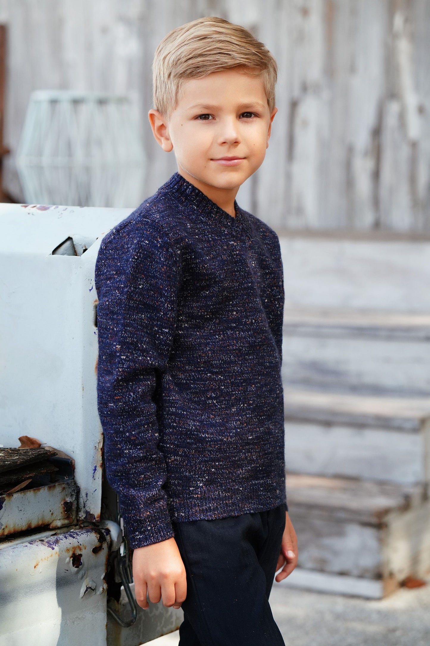 Marled Vneck Midnight Sweater