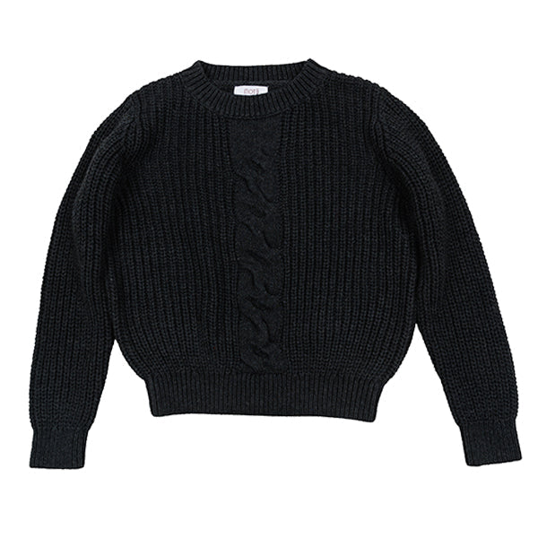 Blaise charcoal center cable sweater FW25