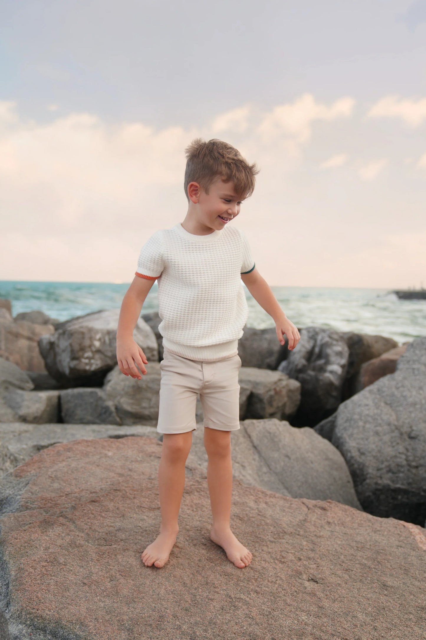 Lyle teal multi short sleeve sweater SS25