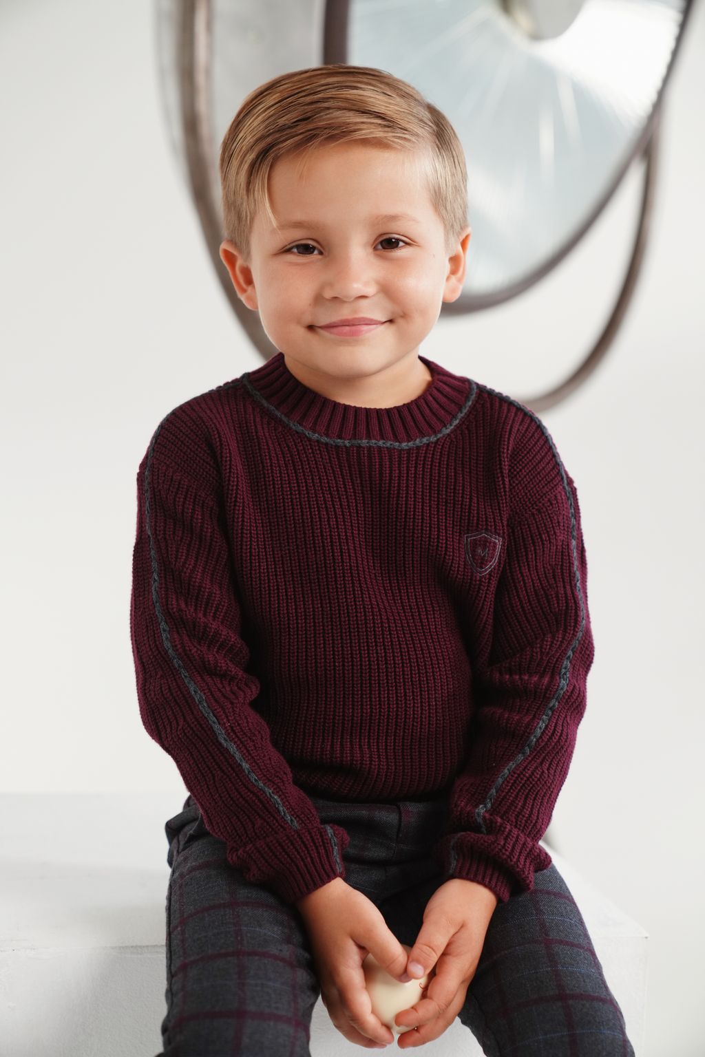 Rex wine piped sweater FW25