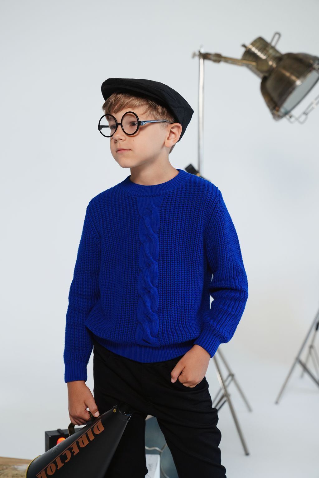 Blaise true blue center cable sweater FW25