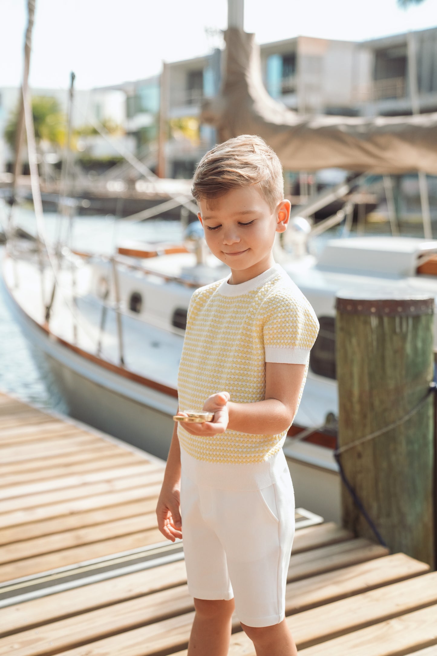 Saul Pale Yellow Short Sleeve Sweater SS26