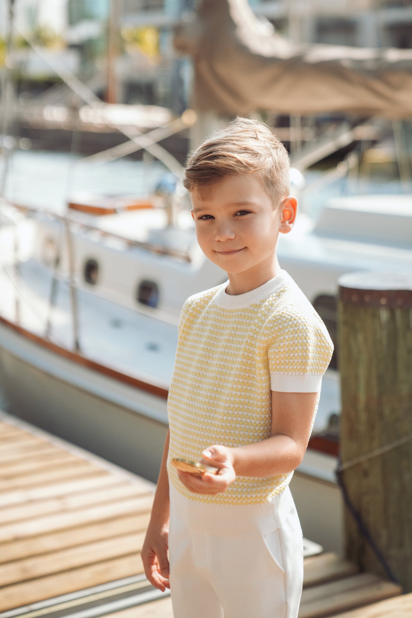 Saul Pale Yellow Short Sleeve Sweater SS26