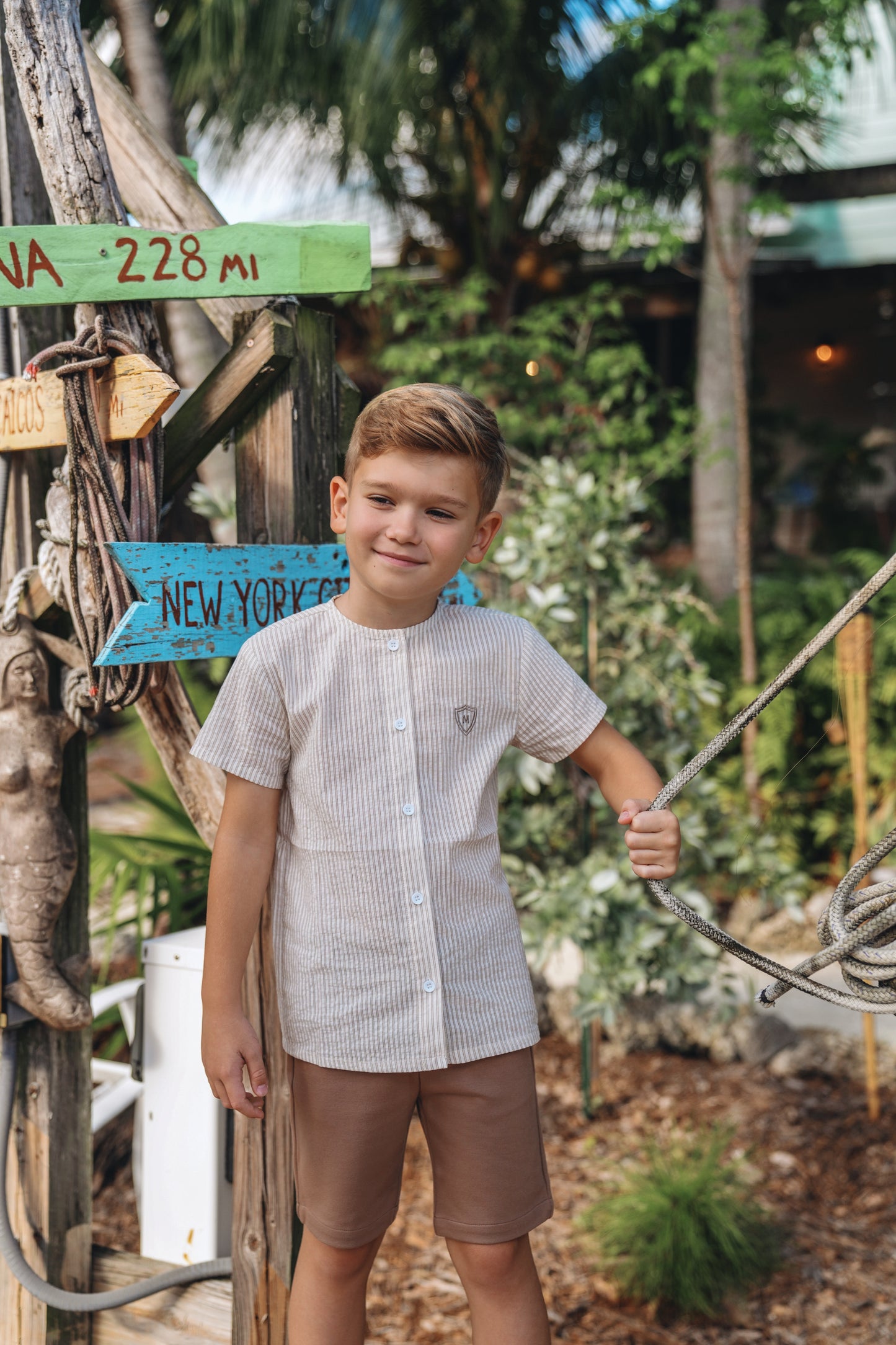 Caden Mocha Stripe Shirt SS26