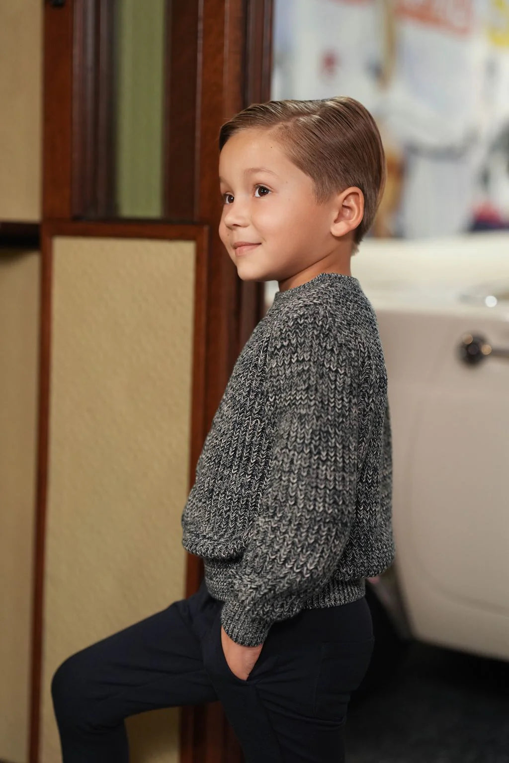 Blaise teal center front cable sweater FW26