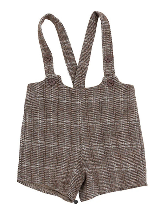 Glen mocha plaid overalls FW25