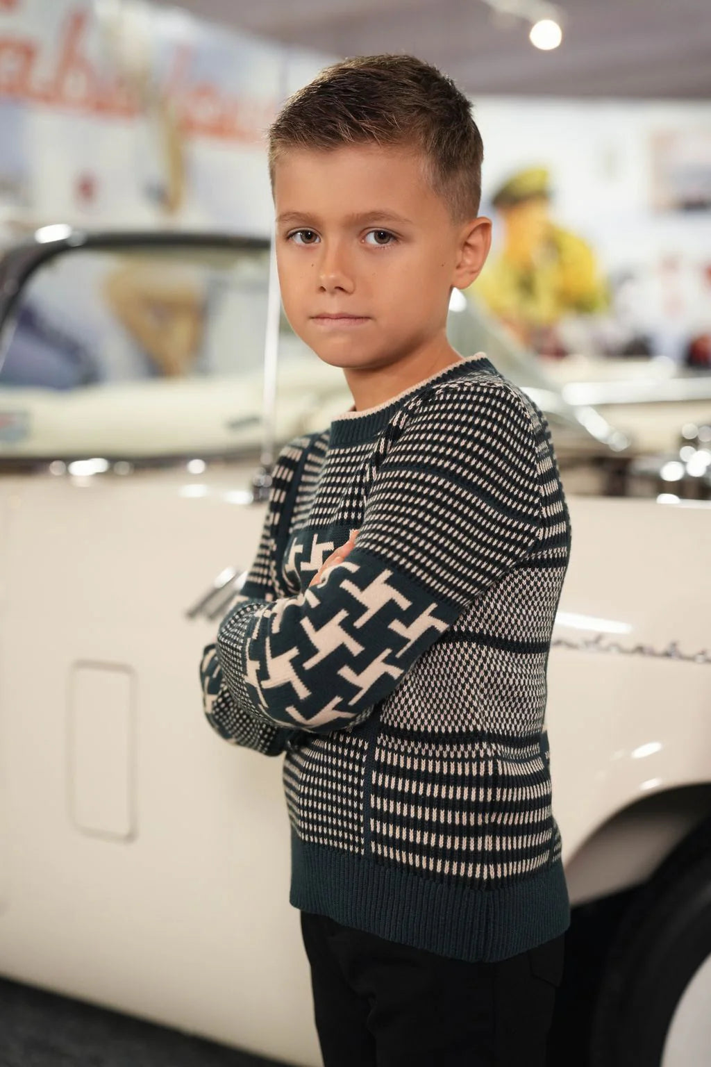 Calvin teal houndstooth sweater FW26