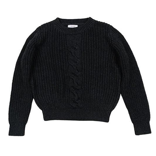 Blaise charcoal center cable sweater FW25