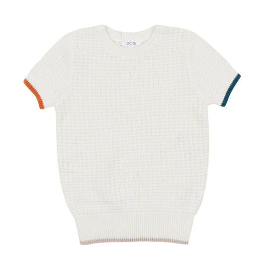 Lyle teal multi short sleeve sweater SS25