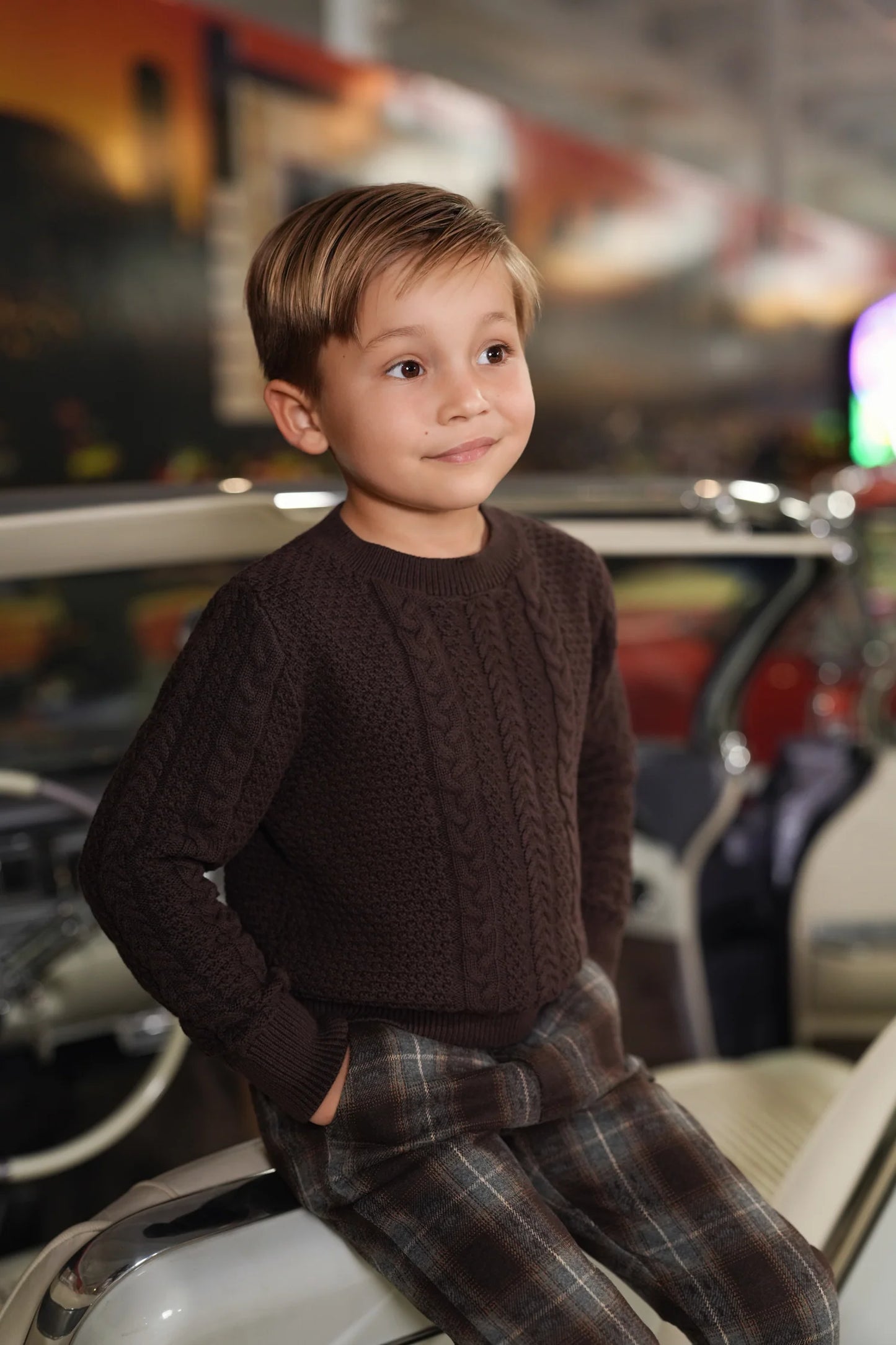 Alder cocoa mixed cable sweater FW26