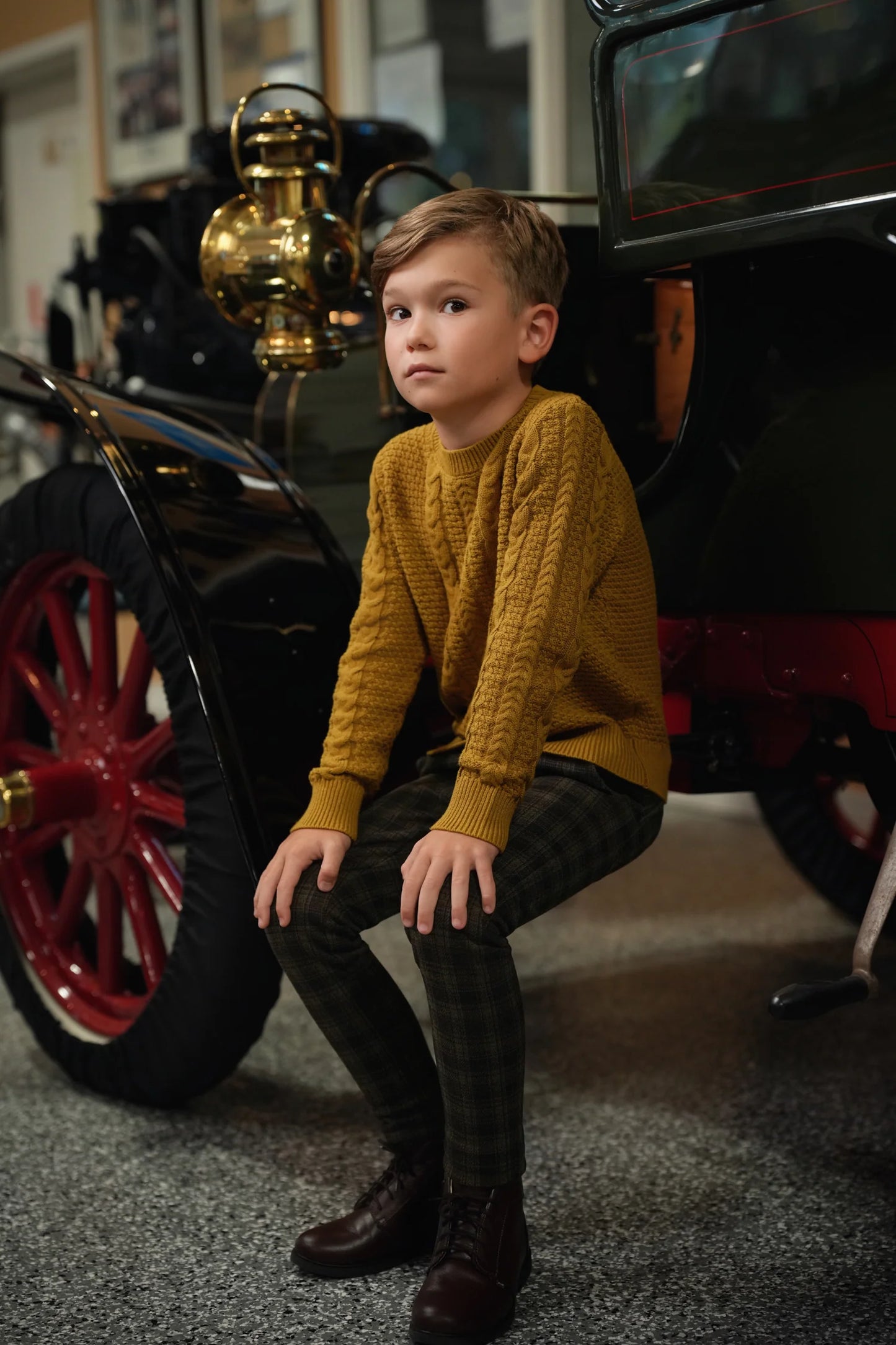 Alder mustard mixed cable sweater FW26