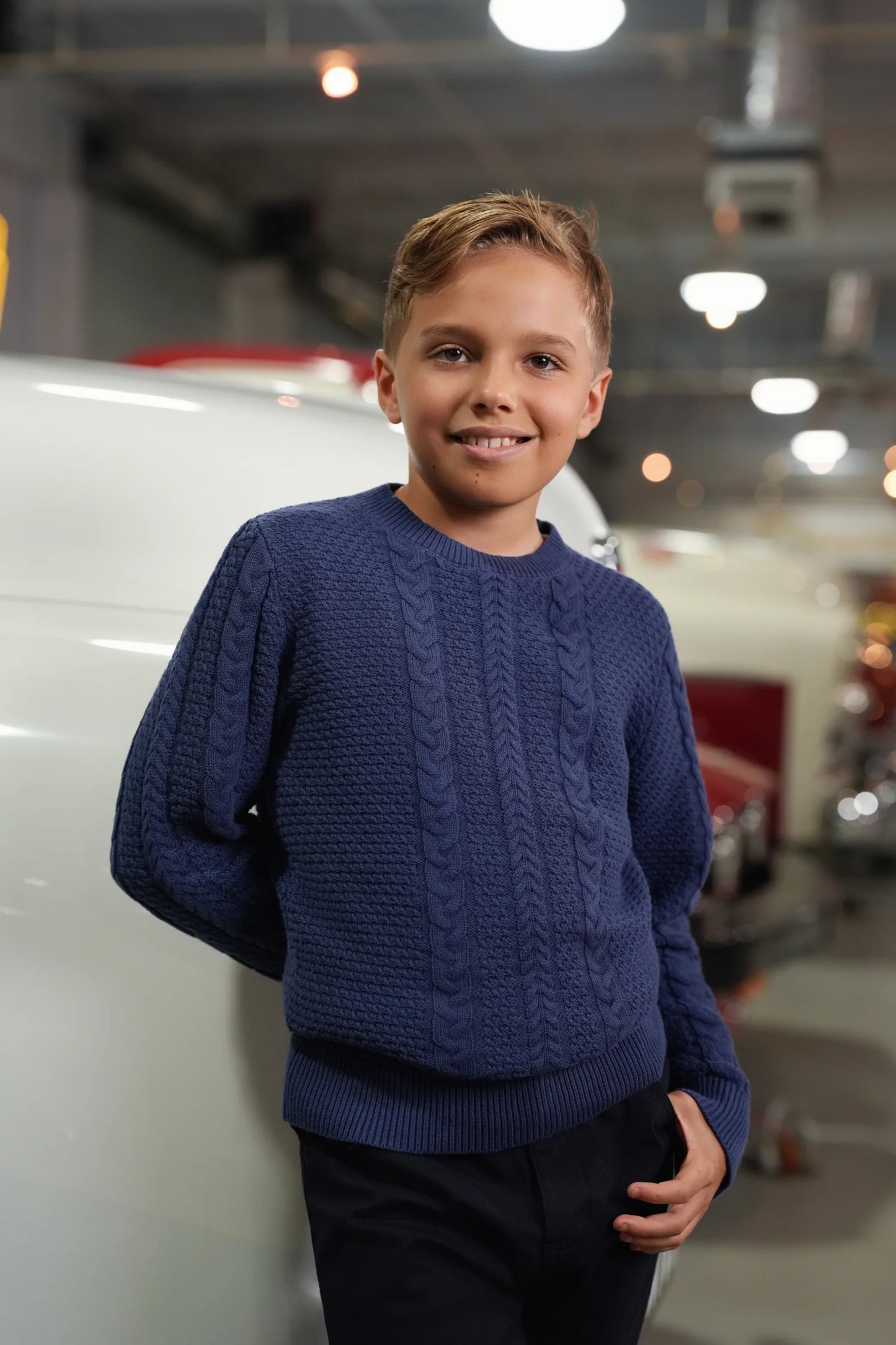 Alder blue mixed cable sweater FW26