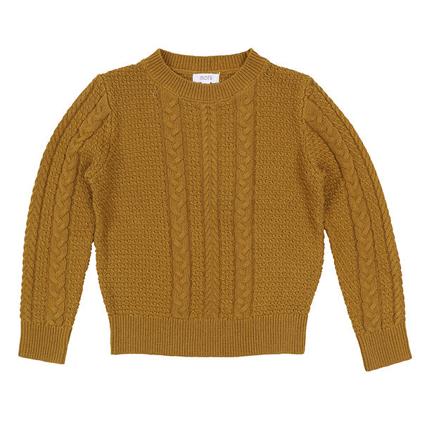 Alder mustard mixed cable sweater FW26