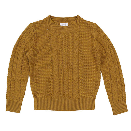 Alder mustard mixed cable sweater FW26