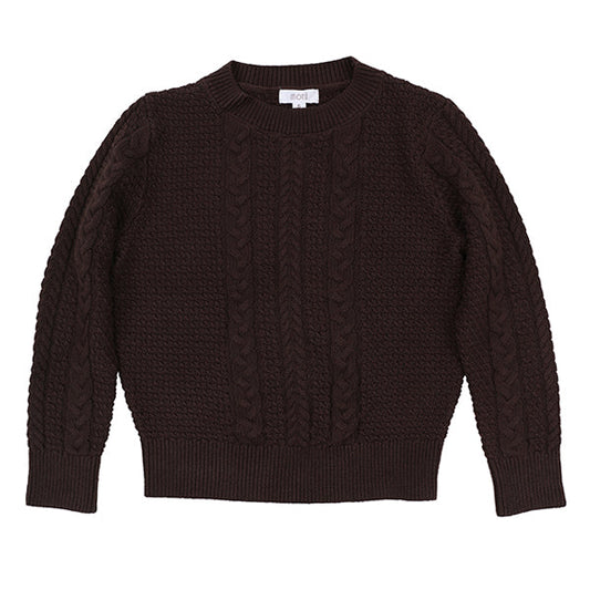 Alder cocoa mixed cable sweater FW26