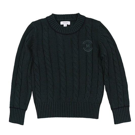 Archer teal piped cable sweater FW26