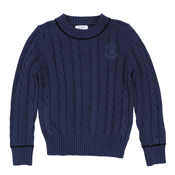 Archer blue piped cable sweater FW26