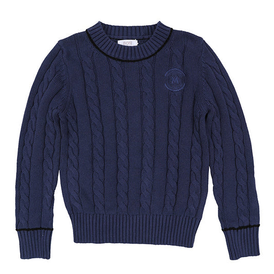 Archer blue piped cable sweater FW26
