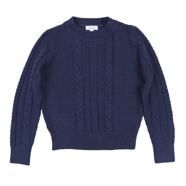Alder blue mixed cable sweater FW26