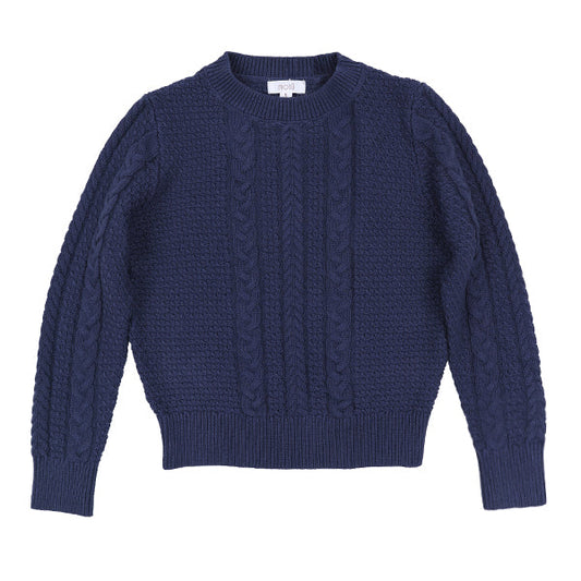 Alder blue mixed cable sweater FW26