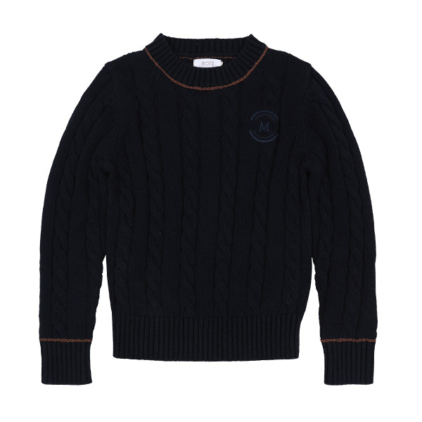 Archer midnight piped cable sweater FW26