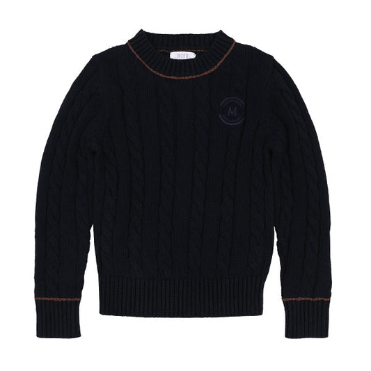 Archer midnight piped cable sweater FW26