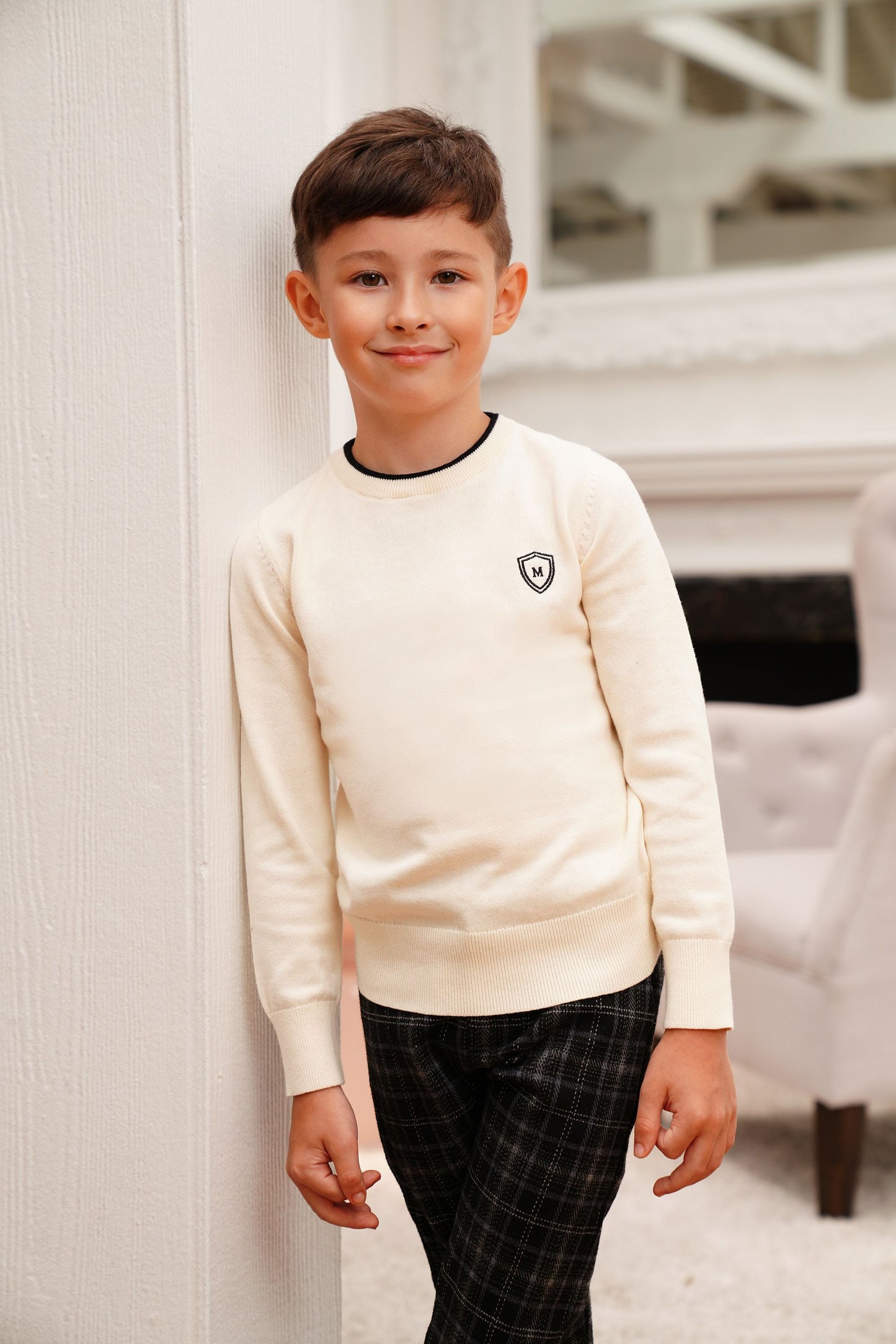 Emblem Contrast Butter Sweater