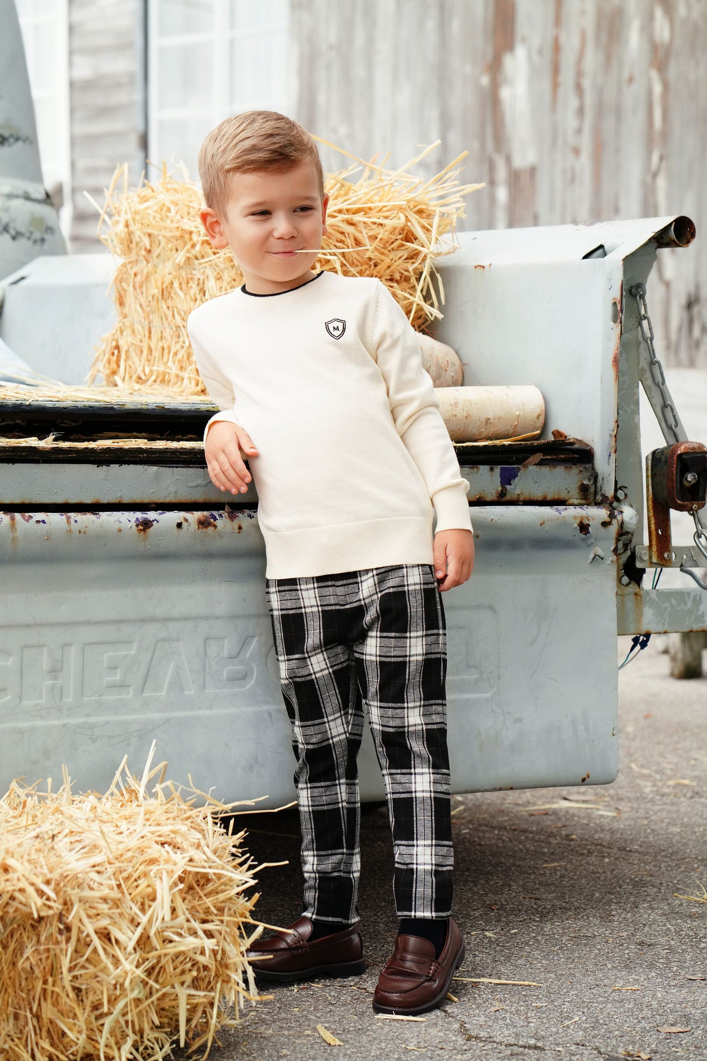 Emblem Contrast Butter Sweater