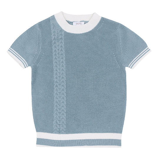 Heath Cable Sky Blue Short Sleeve Sweater SS26